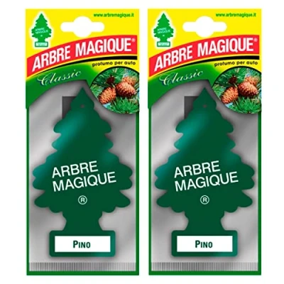 Afbeelding van Arbre Magique Mono, luchtverfrisser voor auto, geur: grenen, wikkelen en fris, brandduur tot 7 weken, gemaakt in Italië, verpakking van 2 stuks