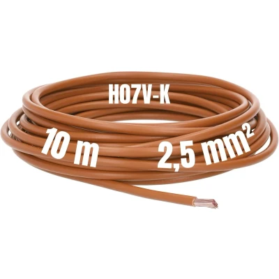 Afbeelding van Kalitec 10 meter H07V K 2,5 mm² bruine bedradingskabel I flexibele kernkabel PVC enkeladerig meeraderig mm2 bedrading fijnaderig enkele kabel massief schakeldraad