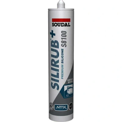 Afbeelding van Soudal Silirub+ S8100 Neutraal Sanitairkit Grijs 300 ml 137416