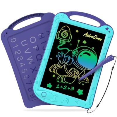 Afbeelding van HOMESTEC AstroDraw Kinderspeelgoed voor 2, 3, 4, 5, 6 jaar oud, cadeau jongens, meisje, ruimte tekenblok met handvat, LCD schrijftablet kinderen, educatief gekleurd peuterspeelgoed