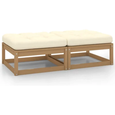 Afbeelding van 2 Delige Loungeset Met Kussens Massief Grenenhout Grijs 1 / Honingbruin voetensteun (2 st)
