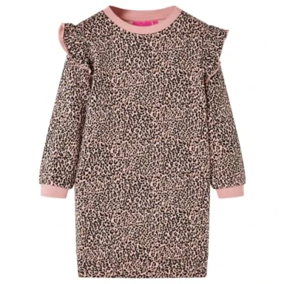 Afbeelding van Kinderjurk met luipaardprint 104 middelroze