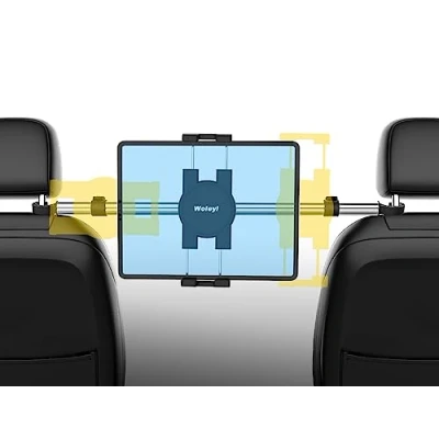 Afbeelding van woleyi Tablethouder voor Hoofdsteun in de auto, Schokbestendig, iPad Pro 9.7 10.5 12.9 Air Mini 5 4 3 2, iPhone 12 Max 11 XS XR X 8 Plus en 12,9 inch T Tablet Smartphone