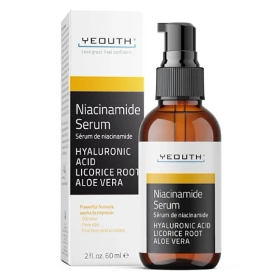 Afbeelding van YEOUTH Niacinamide Serum 10% voor Gezicht, Multitasken Hydraterend met Hyaluronzuur, Zoethoutwortel en Aloë Vera Rimpels, Pigmentvlekken 60ml