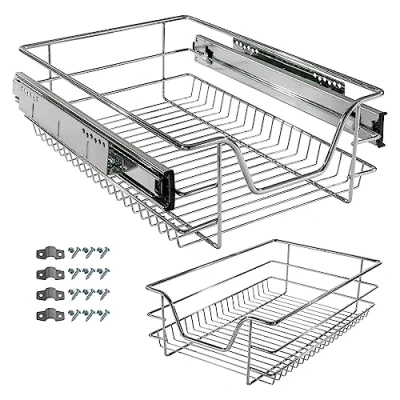 Afbeelding van Arebos Telescopische lade keukenlade Uittrekbare organizers Ladegeleiders voor kasten 40 cm