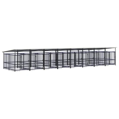Afbeelding van vidaXL Hondenkennel met dak 15,02 m² staal