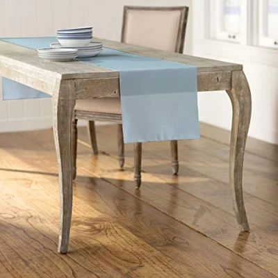 Afbeelding van LA, linnen, polyester, popeline, tafelloper, lichtblauw, 35,56 x 274,3 0,04 cm