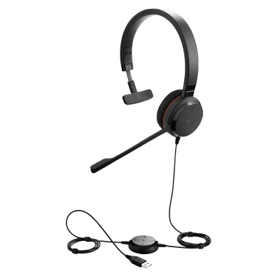 Afbeelding van Jabra Evolve 20 SE UC Mono Headset Unified Communications Koptelefoon voor VoIP Softphone met Passieve Noise Cancelling USB A Kabel Controller zwart