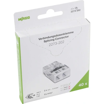 Afbeelding van Wago lasklem max. 2,5 mm2 transp/wit 2 draads blister 40 stuks