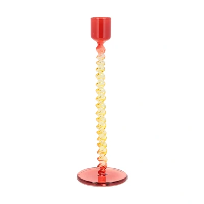 Afbeelding van Villa Collection Styles Glazen kaarshouder Dia 7,4 x 20,3 cm Geel/Rood