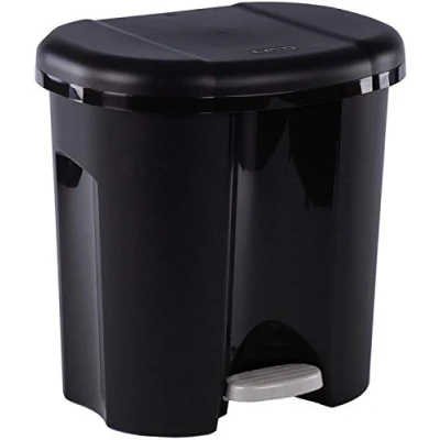 Afbeelding van Rotho, Duo, Afvalbak 2x 10l voor afvalscheiding met deksel en pedaal, Kunststof (PP) BPA vrij, zwart, 2 x (39,0 32,0 40,5 cm)