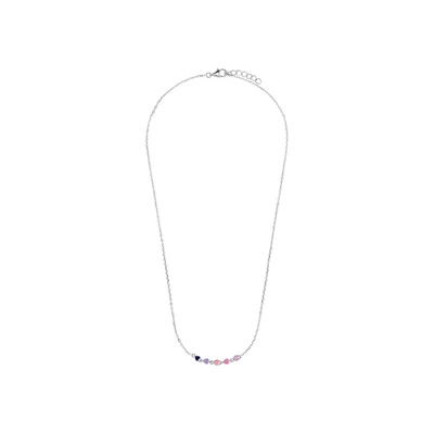 Afbeelding van Lucardi Kinder Zilveren Ketting gekleurde emaille hartjes 925 Zilver Zilverkleurig 40 cm