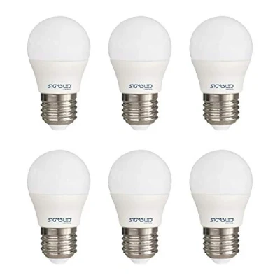 Afbeelding van SIGMALED LIGHTING LED lamp E27 6W (gelijk aan 40W) Warm wit licht (2800K) 480 lumen Vorige Energieklasse A+ Bol G45 gloeilamp Verpakking van 6