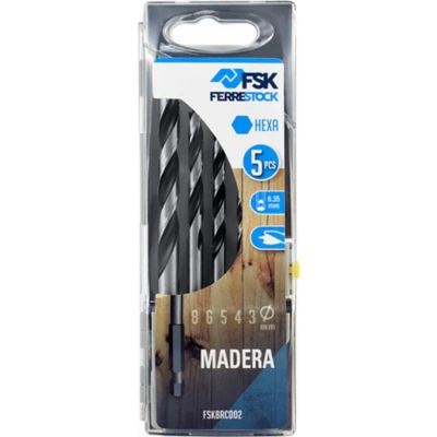 Afbeelding van Borenset Ferrestock 3 4 5 6 8 mm Hout Zeshoekig