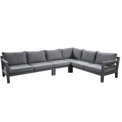 Afbeelding van Loungeset Midori hoekset XL (met middenstuk), Grijs frame, grijze kussens Yoi