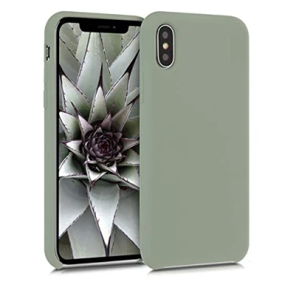 Afbeelding van kwmobile telefoonhoesje geschikt voor Apple iPhone X Hoesje met siliconen coating Smartphone case in grijsgroen