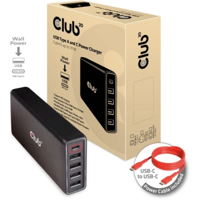Afbeelding van club3D CAC 1903 USB laadstation Thuis C bus, 2.0 bus A