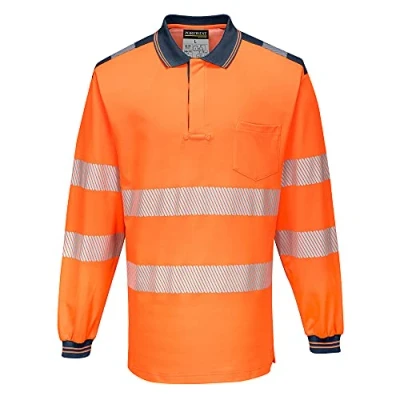 Afbeelding van PW3 Hi Vis Poloshirt Langemouw maat 4XL, OrNa