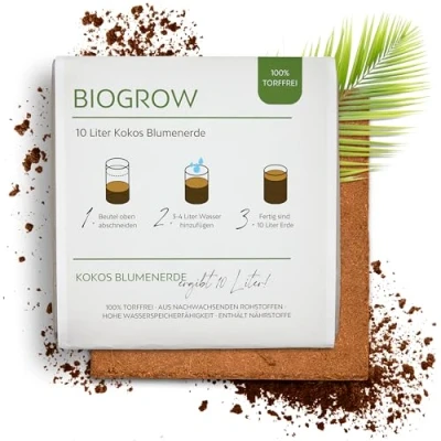 Afbeelding van Biologische kokosgrond geperst in een zwelzak Biologisch afbreekbare, turfvrije kweekgrond van 100% kokosvezels (10 liter, 1 stuk)