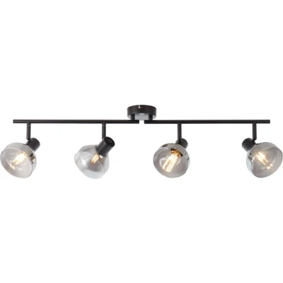 Afbeelding van BRILLIANT lamp reflecterende spot buis 4 lichts zwart mat/rookglas 4x D45, E14, 18W, geschikt voor vallampen (niet inbegrepen) Schaal A ++ tot E Draaibare koppen/roterende armen