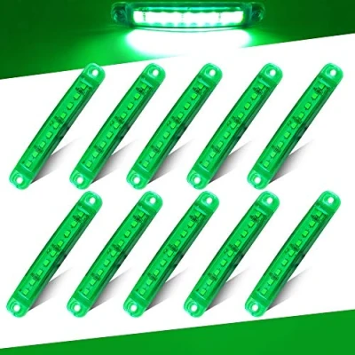 Afbeelding van Teguangmei 10 Stks LED Zijmarkeringslichten,12 24V 9SMD Groen Zijpositielicht Markeringslichten,Gebruikt Voor Auto Vrachtwagen Aanhangwagen Caravan en Achtermarkering Zijlichten Waterdicht