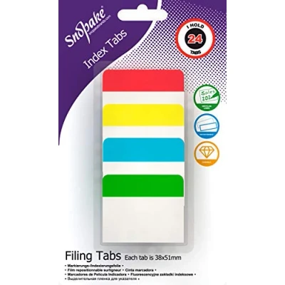 Afbeelding van Snopake Extra dikke herpositioneerbare indienen indextabbladen 38x51mm 24 tabbladen [assorti/semi transparant] 15883