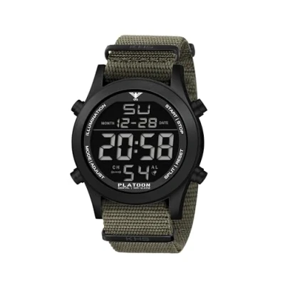 Afbeelding van KHS KHS.PLABSD.NSGO Polshorloge Platoon Black Steel Digital Heren
