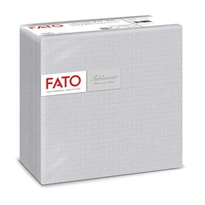 Afbeelding van Fato Droge papieren servetten, Airlaid, stoffen effect, verpakking van 50 grootte 40x40 gevouwen in 4, kleur zilver