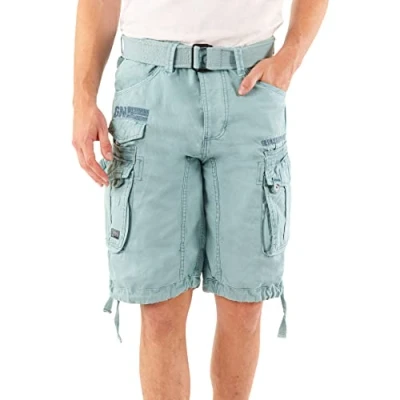 Afbeelding van Geographical Norway PANORAMIQUE heren bermuda casual katoen shorts sport cargo ademend chino, korte broek met riem normale pasvorm () oranje 48