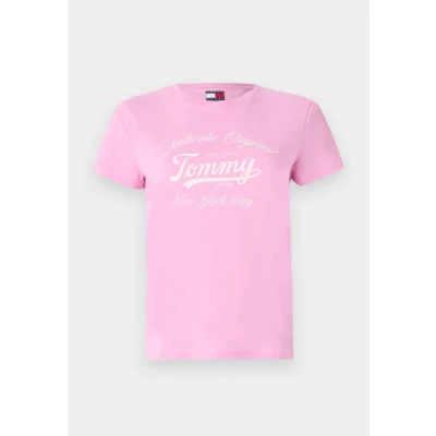 Afbeelding van Tommy Jeans Essential LOGO TEE Tshirt print, Dames, Maat: 32, Carnival pink