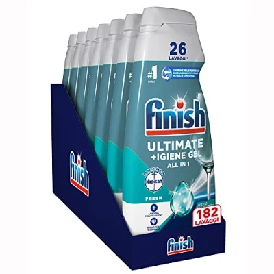 Afbeelding van Finish Quantum + hygiëne, afwasmiddel, aanbevolen door Napisan, vaatwassergel, 182 wasmachines, 7 verpakkingen met 26 vaatwassers