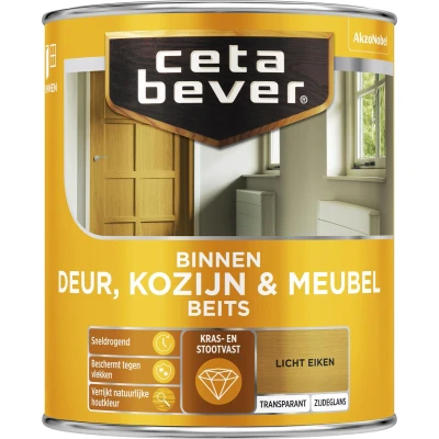 Afbeelding van Ceta Bever Binnenbeits Deur, Kozijn &amp; Meubel Zijdeglans Licht Eiken 0106 0,75 liter Blanke lak Beits