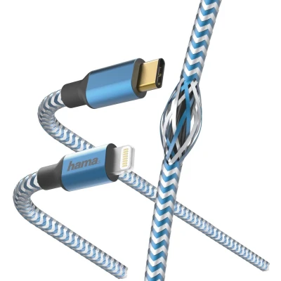 Afbeelding van Hama Snellaad /gegevenskabel Reflective USB C Lightning 1,5 M Blauw