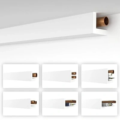 Afbeelding van HEXIMO Hoekprofiel wit, 1,7 meter profielen, XPS afdeklijsten voor verwarmingsbuizen, L profiel, buisafdekking, kabelgoot model: HRA 1 54 x 66 mm (1,7 meter/lijst)