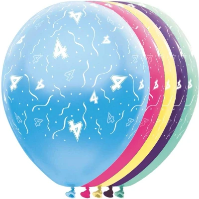Afbeelding van Ballonnen 4 jaar feestballon 5 stuks ballon