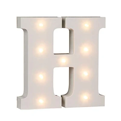 Afbeelding van Out of the Blue 57/6081 houten letter &quot;H&quot; verlicht met 9 LED lampen, werkt op batterijen, ca. 16 cm