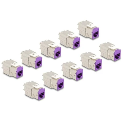Afbeelding van Delock Keystone Modul RJ45 Buchse zu LSA Cat.6A werkzeugfrei violett S