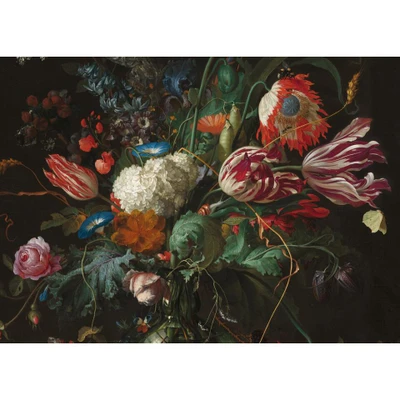 Afbeelding van Art for the Home Canvas Bloemen in een Glazen Vaas 100x70 cm