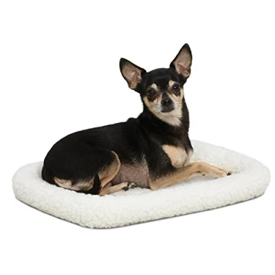 Afbeelding van MidWest Homes for Pets 45,72 cm (18 inch) lang wit fleece honden /kattenbed, comfortabel hondenbed, geschikt voor een lange hondenkrat, gemakkelijk te onderhouden machinewas &amp; Dr, wit, model