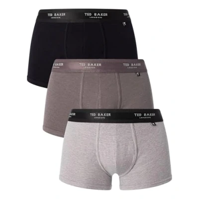 Afbeelding van Ted Baker Heren Trunks, katoen, 3 Pack, (TBB02), Grijs/Heather Grijs/Zwart, M