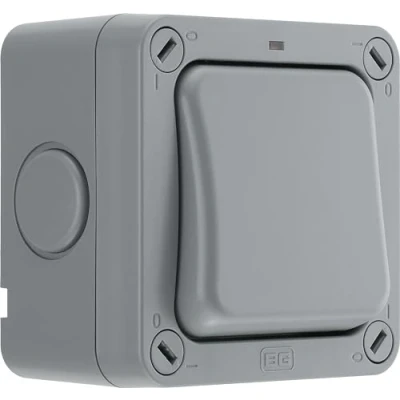 Afbeelding van BG Electrical WP12 01 enkele 2 weg weerbestendige schakelaar voor buiten, IP66 beoordeeld, 20AX, grijs