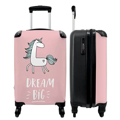Afbeelding van NoBoringSuitcases.com® Roze reiskoffer Koffer trolley 55x35x25