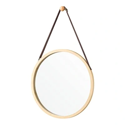Afbeelding van Passpiegel Bykle bamboe hangend rond Ø38 cm houtkleurig