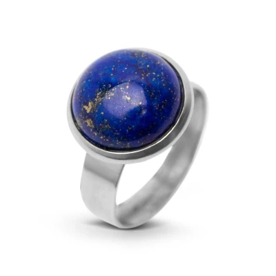 Afbeelding van Zentana Lapis Lazuli Ring Cabochon Edelsteen RVS Vriendschap