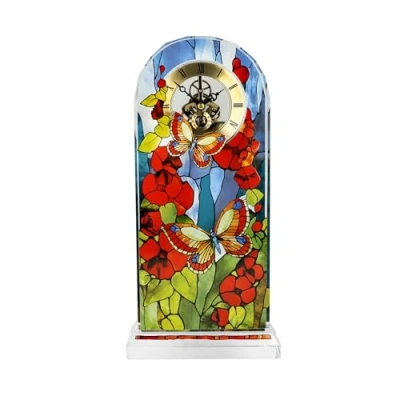 Afbeelding van Goebel Louis Comfort Tiffany Tafel Klok Vlinder Glas 32cm