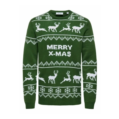 Afbeelding van Only &amp; Sons XMAS Allover Rneck Trui, Heren, Maat: Large, Formal garden