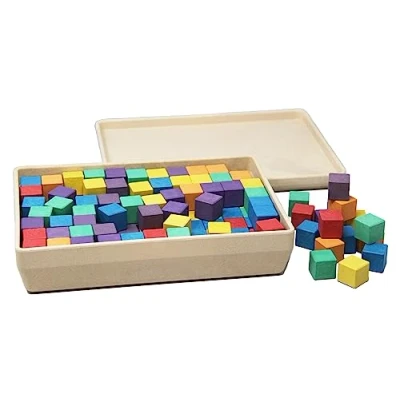 Afbeelding van Rekenblokjes 2 x 2cm, set van 150stuks in RE Wood® box