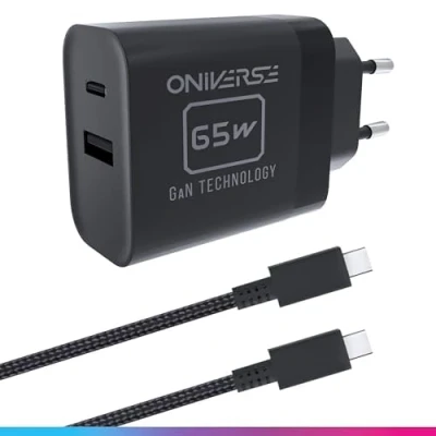 Afbeelding van Oniverse AC Adapter Cable 65W USB C Switch 2 Black (1.5 metre) ONICAB3 SWI2 BLK