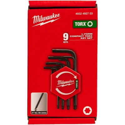 Afbeelding van Milwaukee Compacte L vormige Torx sleutelset 9 delig 4932492703