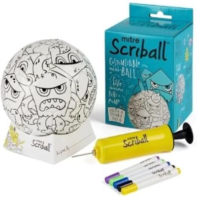 Afbeelding van Mitre Scriball mini voetbal voor kinderen, personaliseerbaar met viltstiftsassortiment